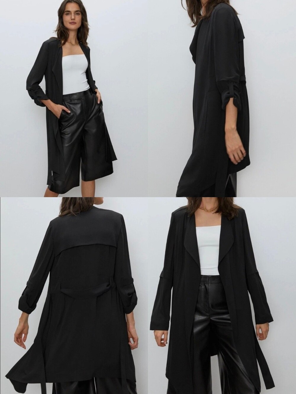 Aritzia Babaton Black Flowy Trench Coat with Belt - Picture 12 of 16
